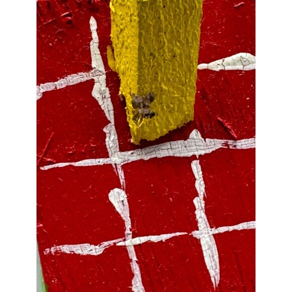 Handmade Wooden Miniature House Decor Red Roof & Yellow Chimney Christmas READ - Picture 3 of 6